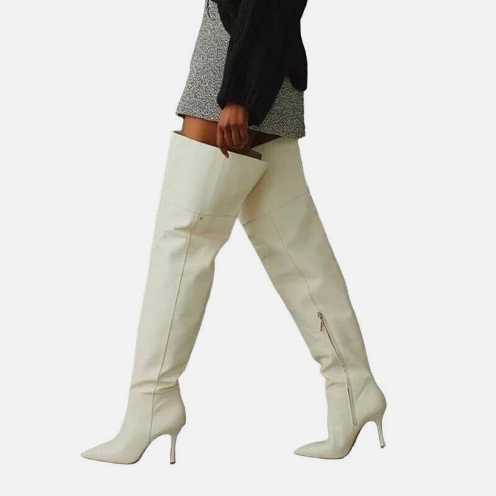 NWOT - Larroude Kate Over the Knee Boot in Ivory